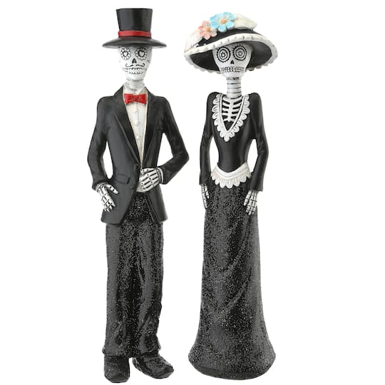 13&#x22; Black Outfitted Skeleton Couple